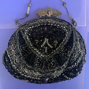Wayne M Kleski beaded black evening bag